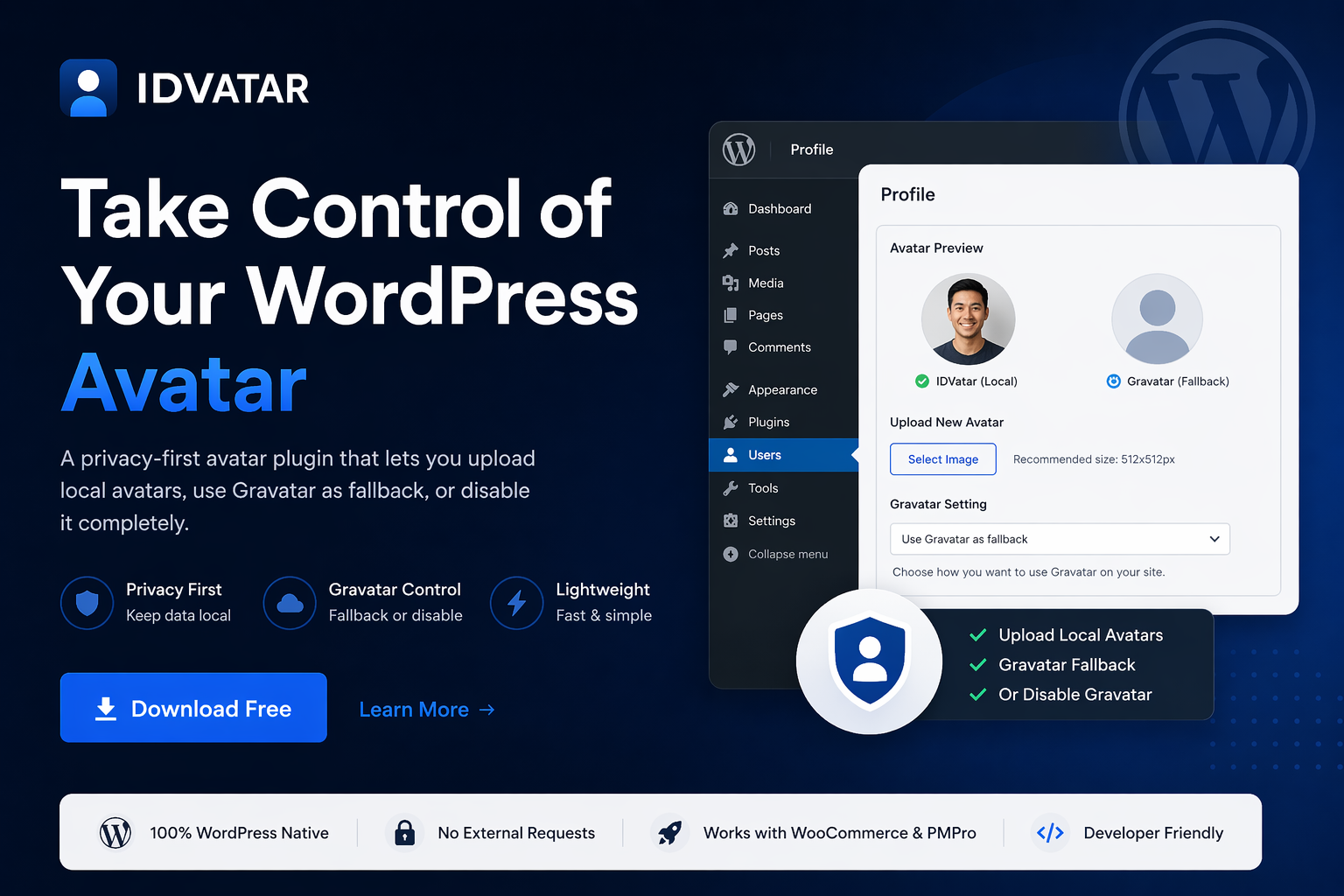Local Machine Avatar WordPress Avatar Plugin (Local + Gravatar Control) | IDVatar
